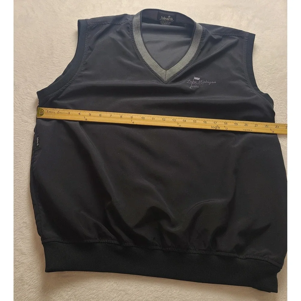 Ashworth Weather‎ Systems Golf Vest Men's L Black Lake Michigan Hills Windshirt